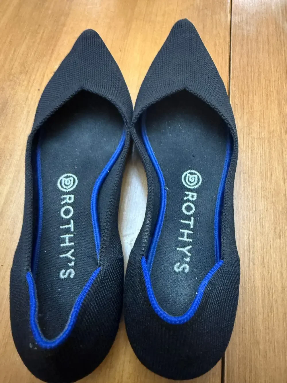 Rothy's The Point black flat slip on ballerina flats 8.5** comfort casual simple